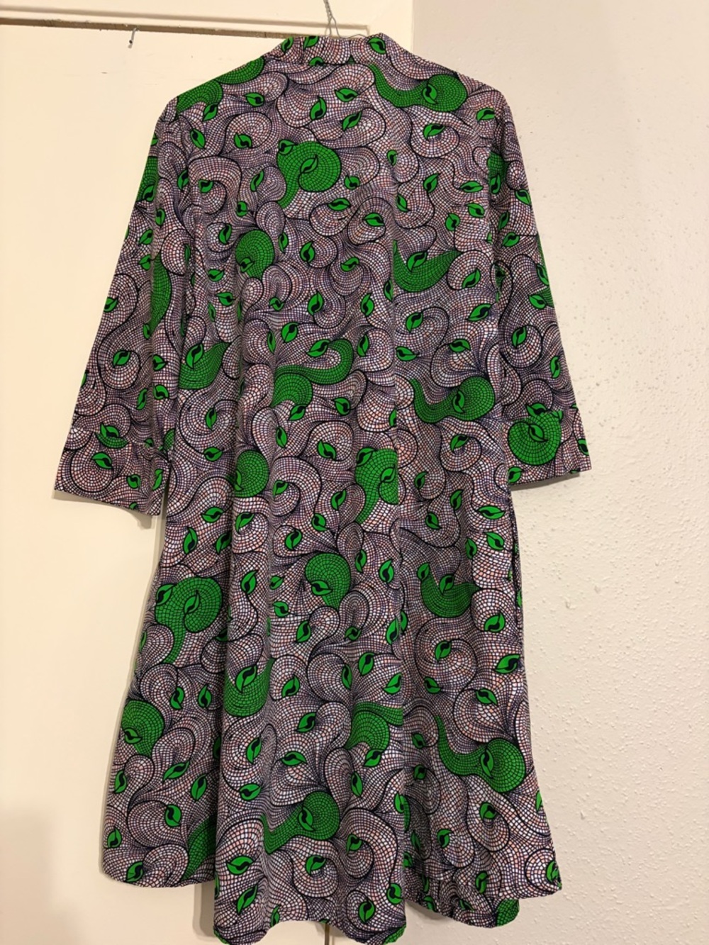 Zuri Alfalfa Green Patterned Mini Dress - Button-Front Shirt Dress - Picture 3 of 7